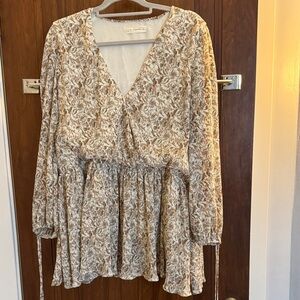 By Together Cream and Brown Floral Mini Dress